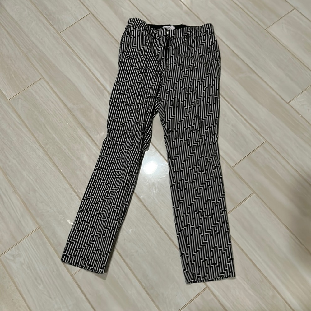 Black and White Ankle Length Slacks